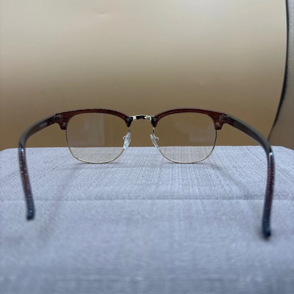 Unbranded Clubmaster Glasses Frames 49-21-140 Brown Gold Excellent Dark Academia